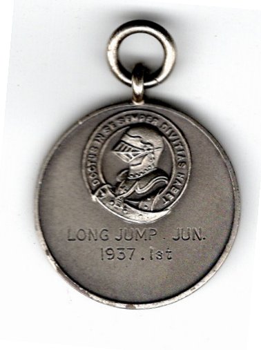 Photograph of 1937 Junior Long Jump - 1st. Place Medal - Won by K.I. Vincent