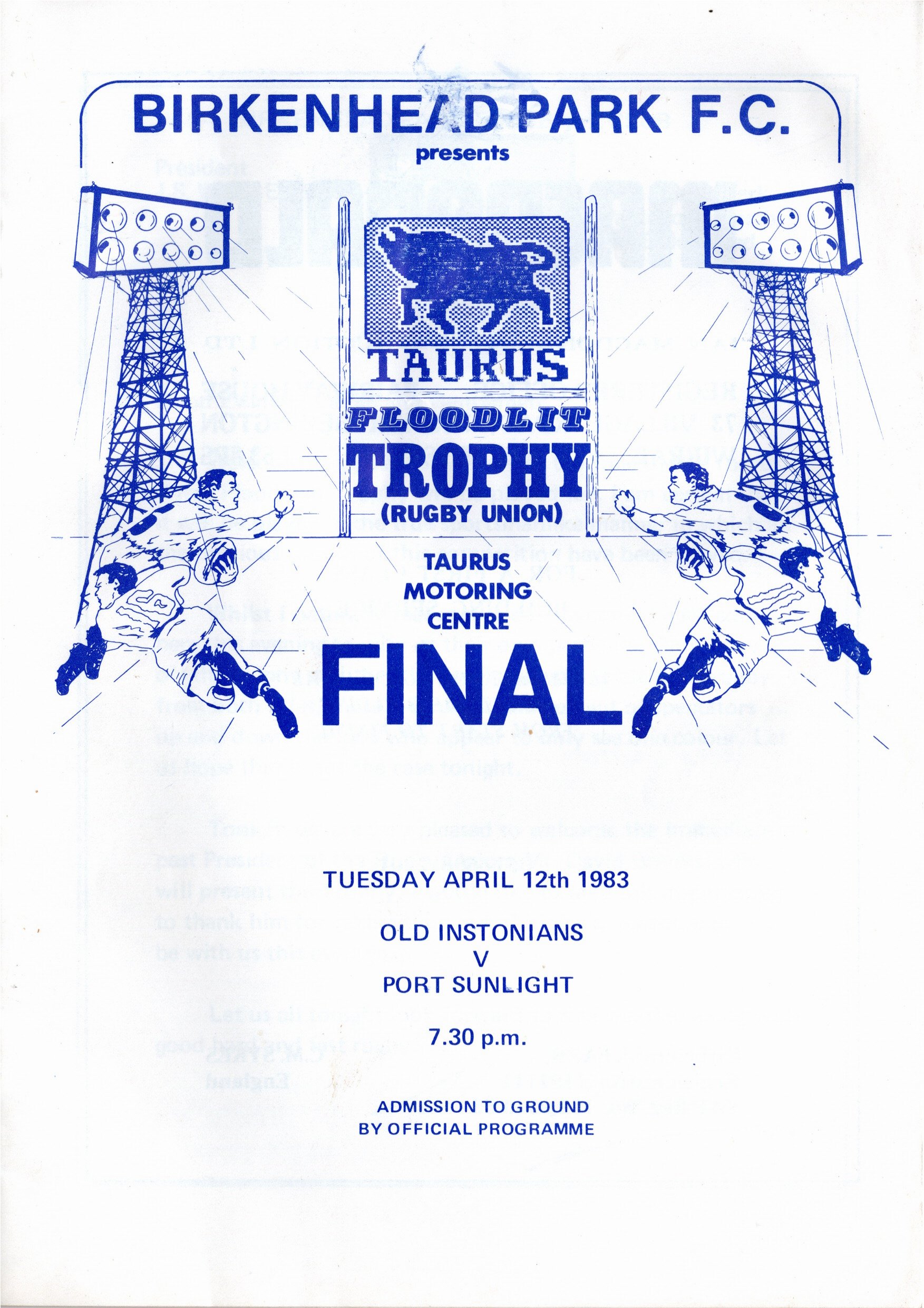 Photograph Old Instonians RUFC, 1983 Taurus Trophy Final